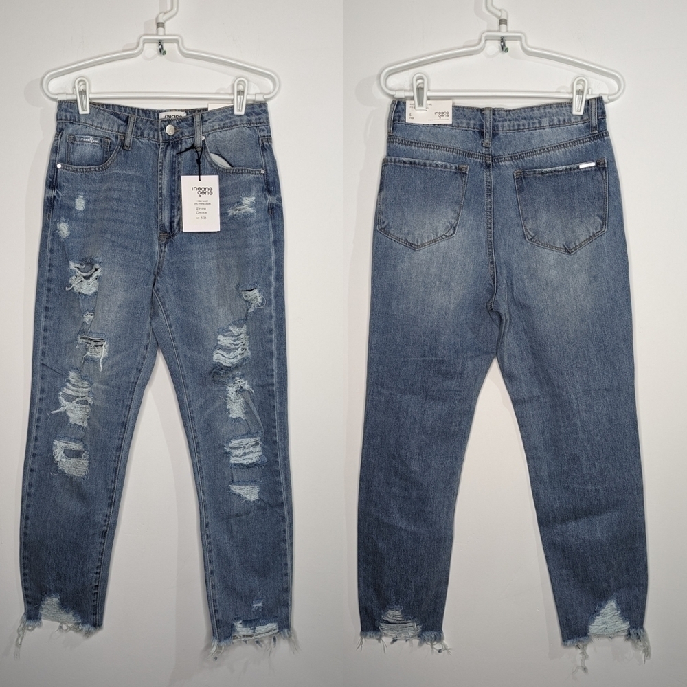 NWT Insane Gene medium wash high waist girlfriend denim jeans 5
